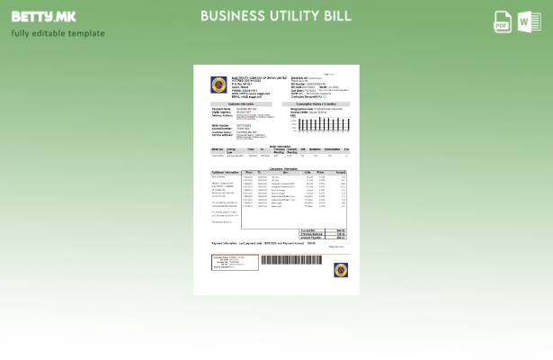 Шаблон за деловна сметка за комунални услуги на компанијата за електрична енерги